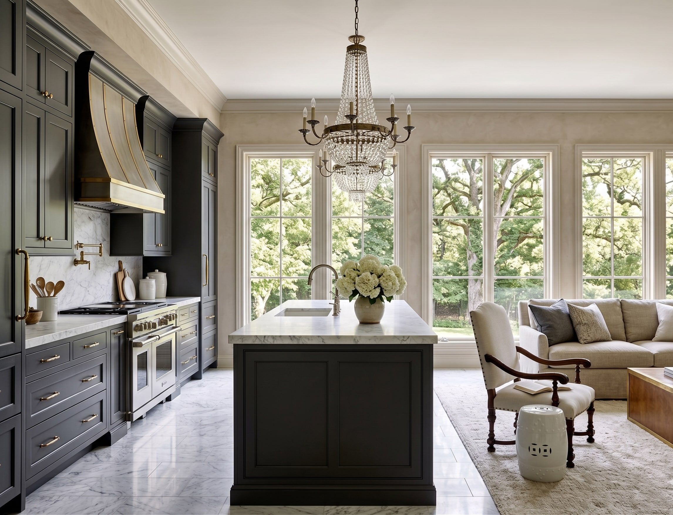 Chef's kitchen remodel with a marble island, kitchen and bath renovation